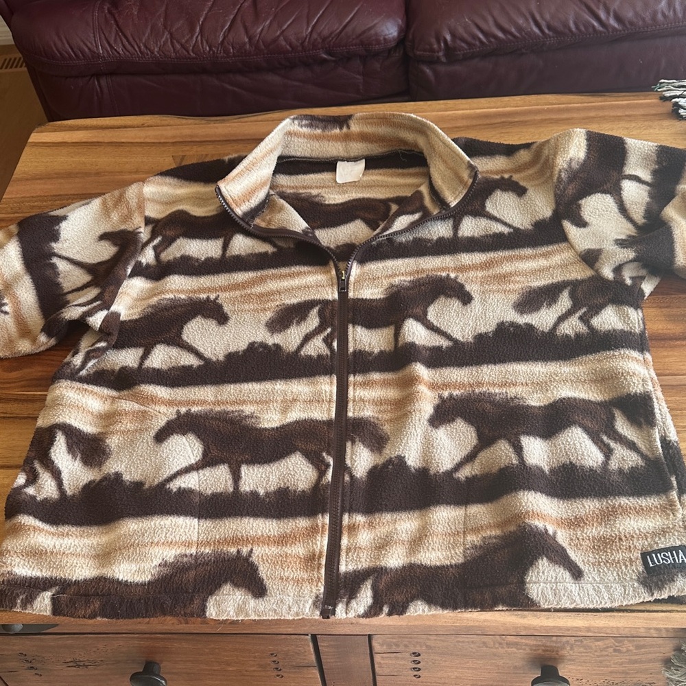 American Vintage Brown & Cream Horse-Print Jacket